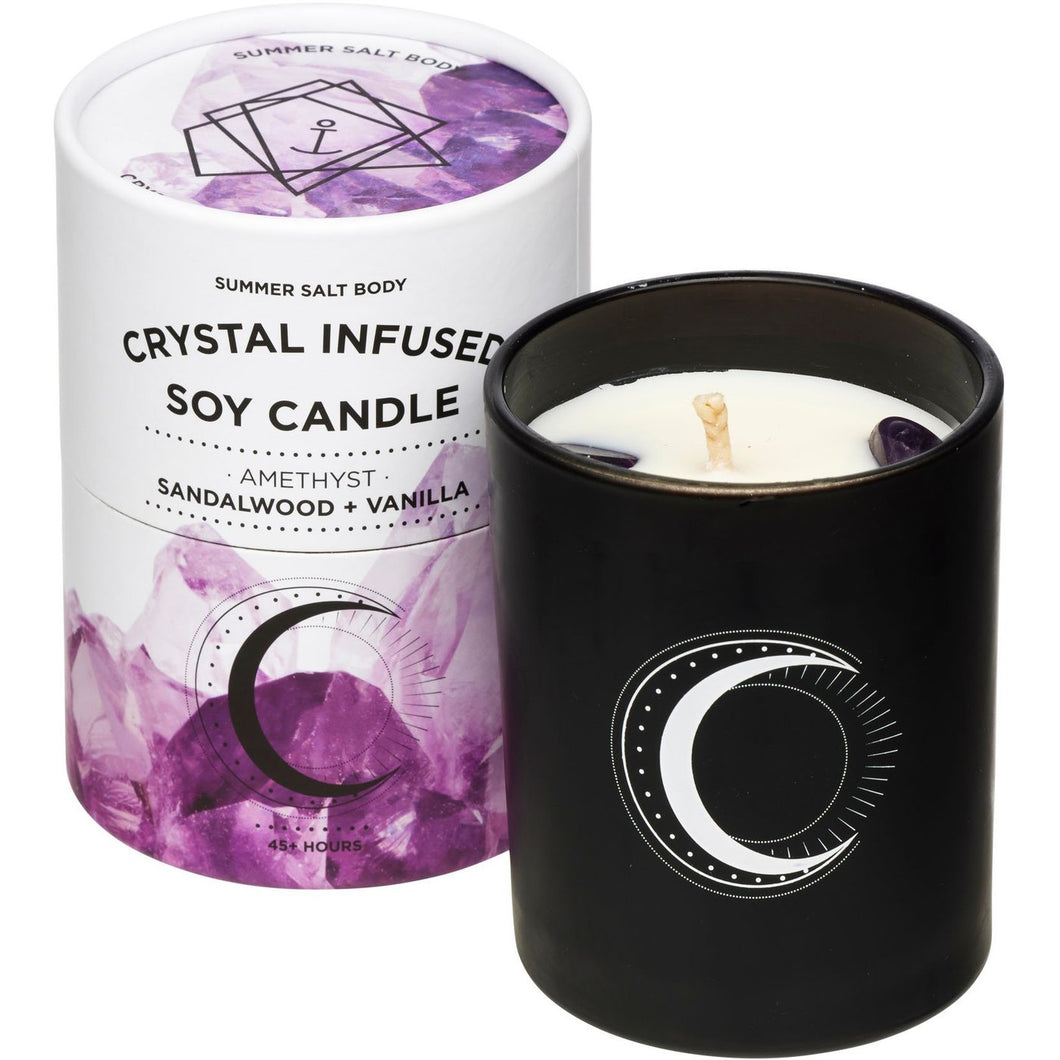 Crystal Infused Soy Candle         Amethyst and Sandalwood/Vanilla